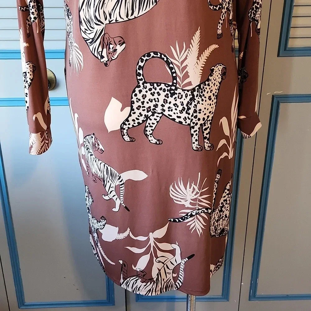 Breezies Brown Cheetah Print Dress - Picture 9 of 11